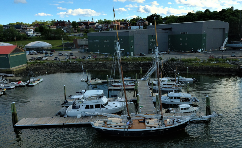 Charter Schooner Charm is docked at Thompson's Wharf in Belfast, Maine